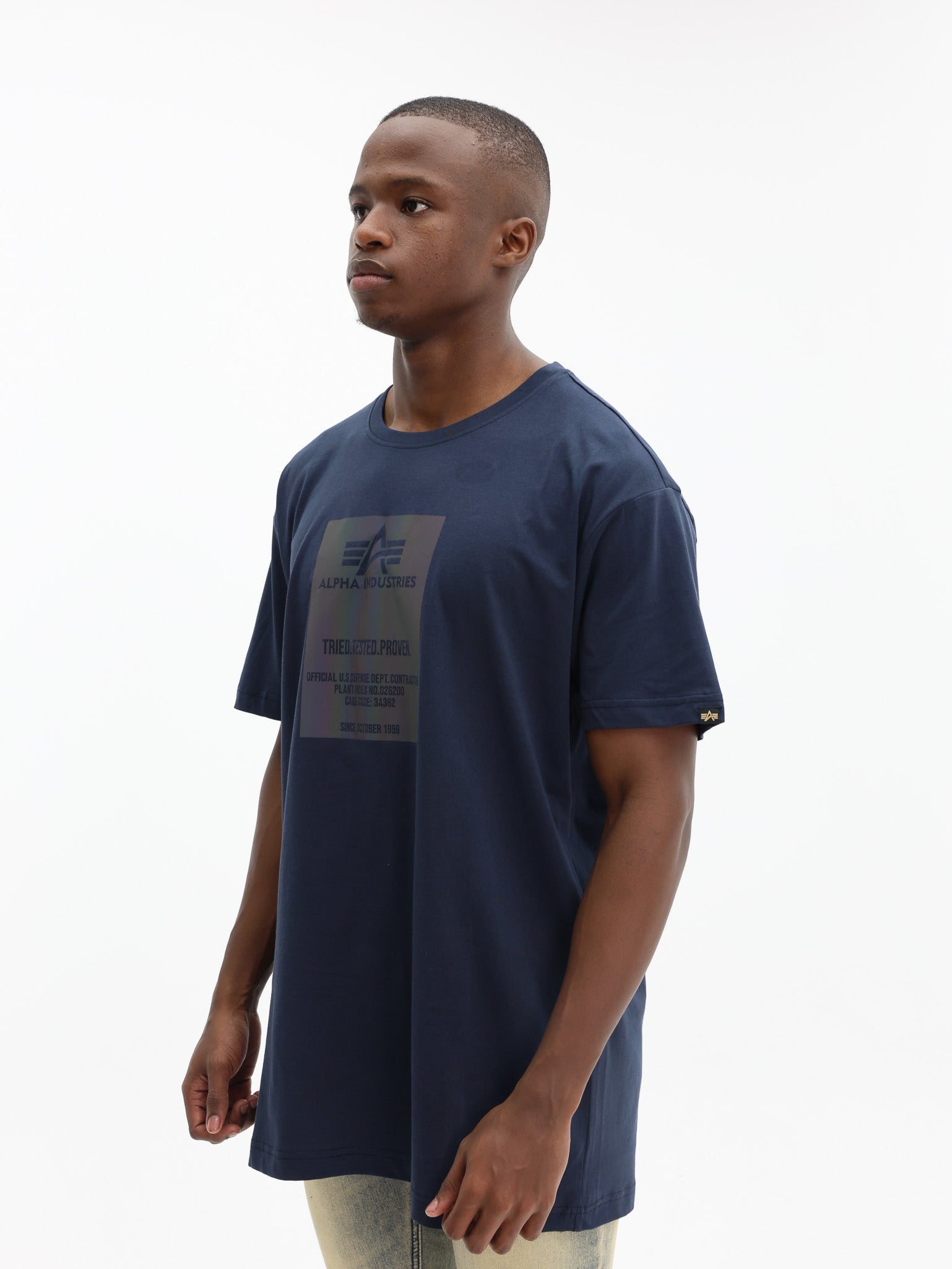 Alpha T-Shirt Block Rainbow Navy